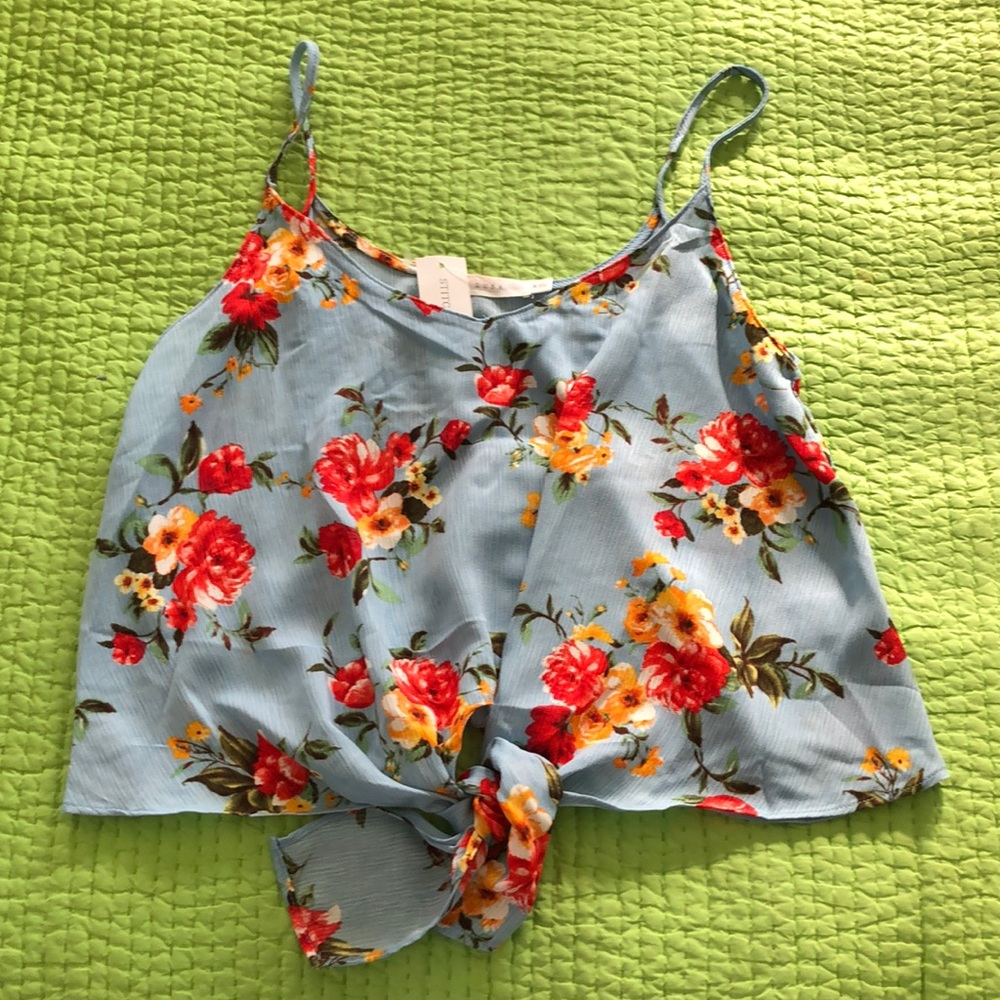 Lush brand tie front crop cami blouse.